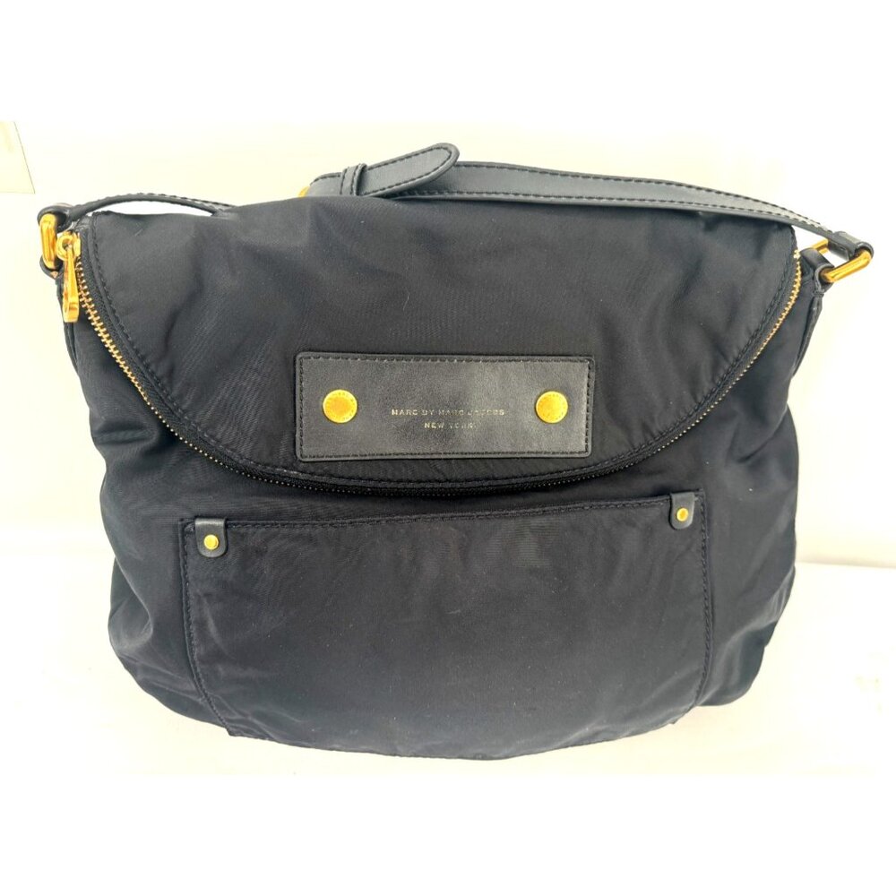 MARC JACOBS Black Nylon PREPPY NATASHA Large Crossbody Shoulder Bag Zip Purse